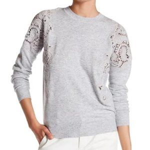 Ted Baker London Tae Lace Gray Merino Wool Sweater
